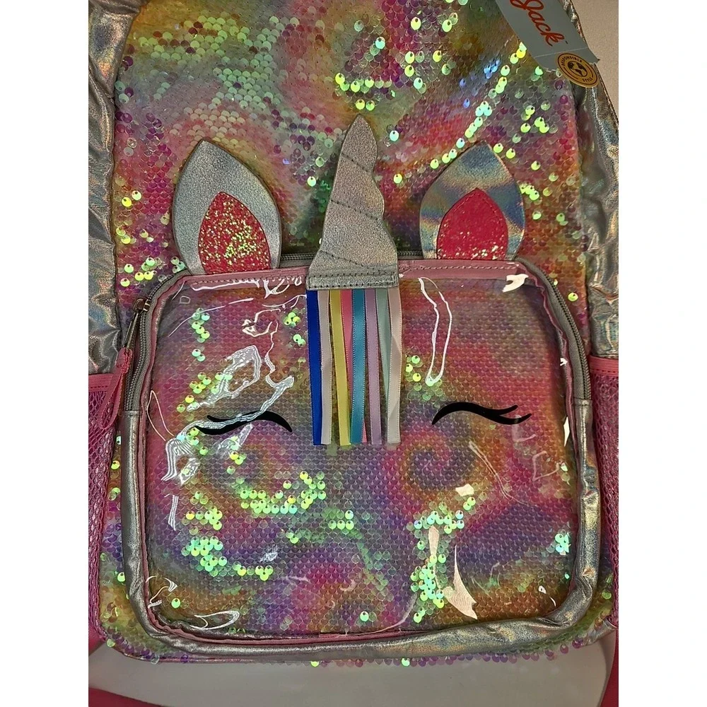 Cat & Jack Kids' 16 Flip Unicorn Backpack Sequins Rainbow Bling NWT